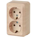 2-204-11 Intro Розетка 2х2P+E Schuko, 16А-250В, IP20, ОУ, Quadro, сосна | Б0027657 | Intro
