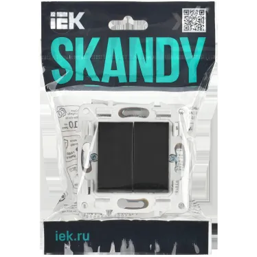 SKANDY Выключатель 2-клавишный 10А SK-V04Bl черный IEK