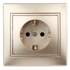 1-202-04 Intro Розетка 2P+E Schuko, 16А-250В, IP20, СУ, Plano, шампань | Б0030059 | Intro