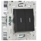 SKANDY Выключатель 2-клавишный проходной с индикацией 10А SK-V10Bl черный IEK