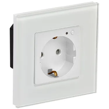 iTEQ SMART-розетка 16А WIFI+BLE стекл/р. з/ш. бел. | IT-R16SFWBG-K01 | ONI