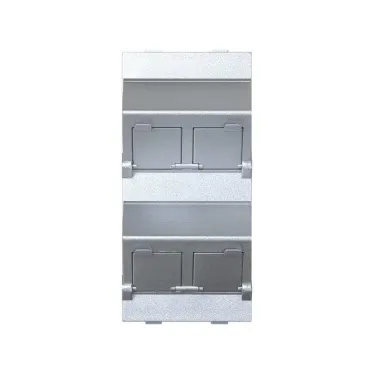 Simon Connect Наклонный адаптер на 4хRJ45 коннектора, S-модуль, алюминий | S80C-8 | Simon
