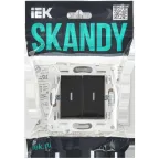 SKANDY Выключатель 2-клавишный проходной с индикацией 10А SK-V10Bl черный IEK