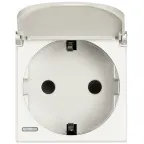 Axolute Розетка 2К+З с заземлением с крышкой 10/16А 250В боковые контакты Schuko автоматические клеммы белый немецкий стандарт