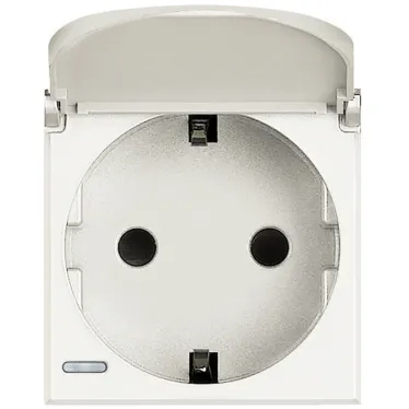 Axolute Розетка 2К+З с заземлением с крышкой 10/16А 250В боковые контакты Schuko автоматические клеммы белый немецкий стандарт