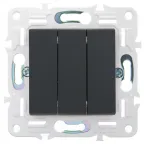 SKANDY Выключатель 3-клавишный 10А SK-V11G графит IEK