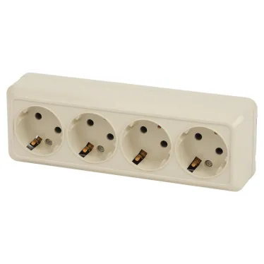 2-208-02 Розетка 4х2P+E, 16А-250В, IP20, ОУ, Quadro, сл.кость | Б0051133 | Intro