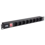 Блок розеток 19 (8шт)PDU с LED выключателем алюминевый профиль 1U ВХОД С14 без шнура | PH12-8D3 | ITK