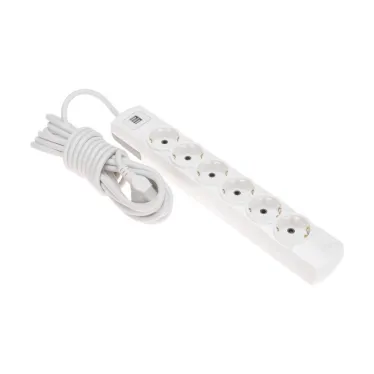 Удлинитель PREMIUM 6 гнезд, 5м, 3х1,5мм², с/з, 2 USB, белый | 13-4123 | REXANT