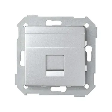 Simon 82 Адаптер со шторками на 1 коннектор UTP (RJ45), FTP (RJ45), RJ12, AMP, S82 Detail алюминий | 82005-93 | Simon