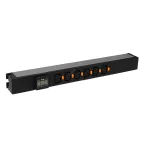 Блок распределения питания (PDU) - 6 розеток С13 - амперметр - клеммный блок - 19' - 16А