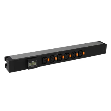 Блок распределения питания (PDU) - 6 розеток С13 - амперметр - клеммный блок - 19' - 16А