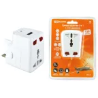 Тревел-адаптер 100-250В 3A (5 в 1) c USB-зарядкой 1000мА белый | SQ1806-0044 | TDM