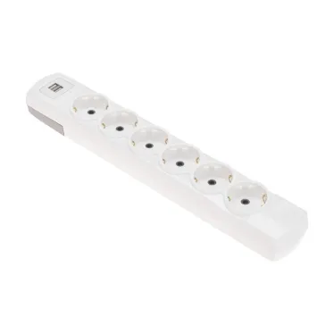 Колодка PREMIUM 6 гнезд, с/з, 2 USB, белый | 13-4407 | REXANT