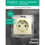 GLOSSA Розетка с заземлением в рамку бежевая