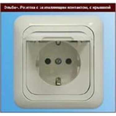 Розетка эльба с з/к и крышкой кремовая | Э1-02-31 | Рувинил