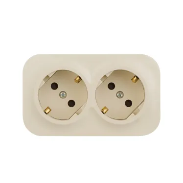 Quteo розетка двойная с заземлением с защитными шторками - 16 A - 250 В IP 20 - Слоновая кость