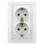 1-208-01 Intro Розетка 2X2P+E Schuko со шторками, 16А-250В, IP20, СУ, Plano, белый | Б0035339 | Intro