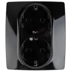 Розетка 12-2104-06 2X2P+E Schuko со шторками, 16АХ-250В,  чёрный (6/60/1500) |Б0014704 | ЭРА