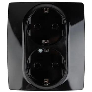 Розетка 12-2104-06 2X2P+E Schuko со шторками, 16АХ-250В,  чёрный (6/60/1500) |Б0014704 | ЭРА