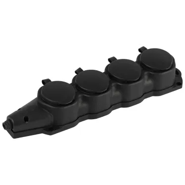 Колодка каучуковая с заземлением 4 розетки 16A IP44 черная KX-4e-B-IP44