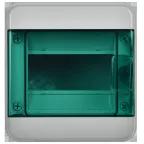 Корпус пластиковый навесной на 6 модулей КМПн-6 IP65 TEKFOR зеленая прозрачная дверь