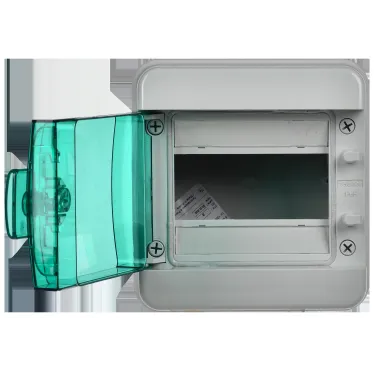Корпус пластиковый навесной на 6 модулей КМПн-6 IP65 TEKFOR зеленая прозрачная дверь