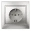 1-206-03 Intro Розетка 2P+E Schuko со шторками, 16А-250В, IP20, СУ, Plano, алюминий | Б0030074 | Intro
