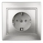 1-206-03 Intro Розетка 2P+E Schuko со шторками, 16А-250В, IP20, СУ, Plano, алюминий | Б0030074 | Intro