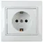 1-202-01 Intro Розетка 2P+E Schuko, 16А-250В, IP20, СУ, Plano, белый | Б0027609 | Intro