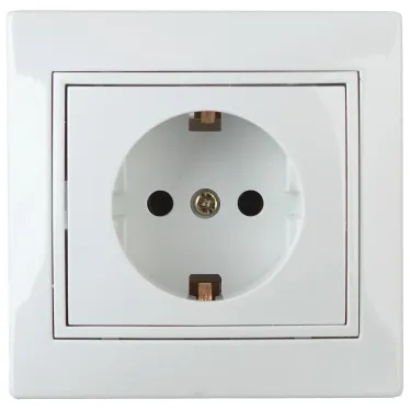 1-202-01 Intro Розетка 2P+E Schuko, 16А-250В, IP20, СУ, Plano, белый | Б0027609 | Intro