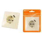 Розетка 2П+З с защ. шт. 16А 250В + USB порт 2,1А 5В сл. кость "Таймыр" | SQ1814-0140 | TDM