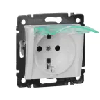 Розетка с заземлением IP44 - Legrand Valena - со шторками с защитной крышкой 16А 250В винтовые зажимы - белая