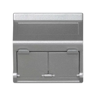 Наклонный адаптер на 2 RJ45 коннектора, защит.щторки, исп.совм. с MD67, К45, алюминий Simon connect |KB80-8| Simon