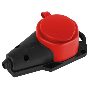 Колодка каучуковая с заземлением 1 розетка 16A IP44 красная KX-1e-RED-IP44