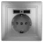 1-410-03 Intro Розетка+USB, IP20, СУ, Plano, алюминий | Б0043249 | Intro