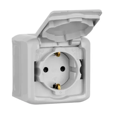 Quteo Серый Розетка с заземлением со шторками IP44 | 782351 | Legrand
