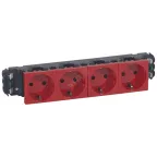                  DLP Розетка немецкий стандарт 4Х2К+З с заземлением красная без зажимов
               