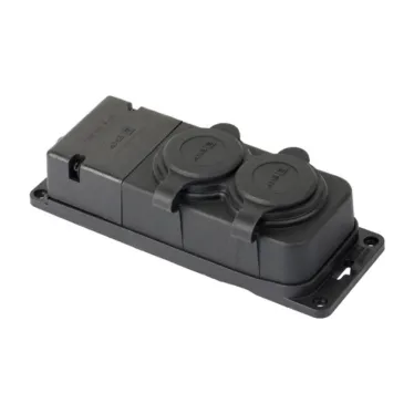 Роз. двухмест. с защит. крышками каучуковая 230В 2P+PE 16A IP44 EKF PRO |  RPS-018-16-230-44-r |  EKF