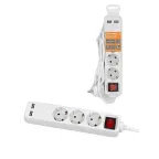 Удлинитель бытовой У03В-USB 3 гнезда, 2USB 2,4А, 1,5 м, вык., з/к, ПВС 3х0,75мм2 10А/250В белый | SQ1303-0303 | TDM