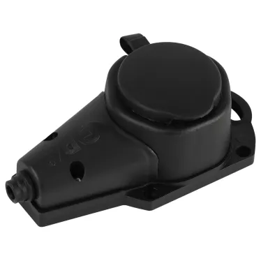 Колодка каучуковая с заземлением 1 розетка 16A IP44 черная KX-1e-B-IP44