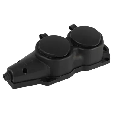 Колодка каучуковая с заземлением 2 розетки 16A IP44 черная KX-2e-B-IP44