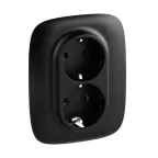                  Valena ALLURE Розетка силовая двойная 2х2К+З 16А 250В с лицевой панелью со шторками безвинтовые зажимы антрацит
               