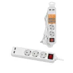 Удлинитель бытовой У03В-USB 3 гнезда, 2USB 2,4А, 3 м, вык., з/к, ПВС 3х0,75мм2 10А/250В белый | SQ1303-0304 | TDM