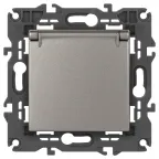 Розетка Elegance 14-2103-16 2P+E Schuko со шторками с крышкой, 16А-250В, титан
