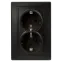 1-205-05 Intro Розетка 2X2P+E Schuko, 16А-250В, IP20, СУ, Plano, антрацит | Б0044570 | Intro