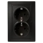 1-205-05 Intro Розетка 2X2P+E Schuko, 16А-250В, IP20, СУ, Plano, антрацит | Б0044570 | Intro