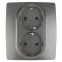 Розетка 12-2104-12 2X2P+E Schuko со шторками, 16АХ-250В,  графит (6/60/1500) |Б0019331 | ЭРА