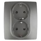 Розетка 12-2104-12 2X2P+E Schuko со шторками, 16АХ-250В,  графит (6/60/1500) |Б0019331 | ЭРА