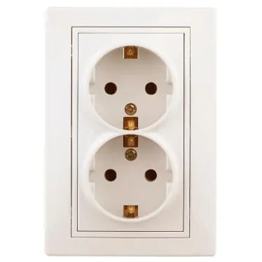 1-205-02 Intro Розетка 2X2P+E Schuko, 16А-250В, IP20, СУ, Plano, сл.кость | Б0027616 | Intro